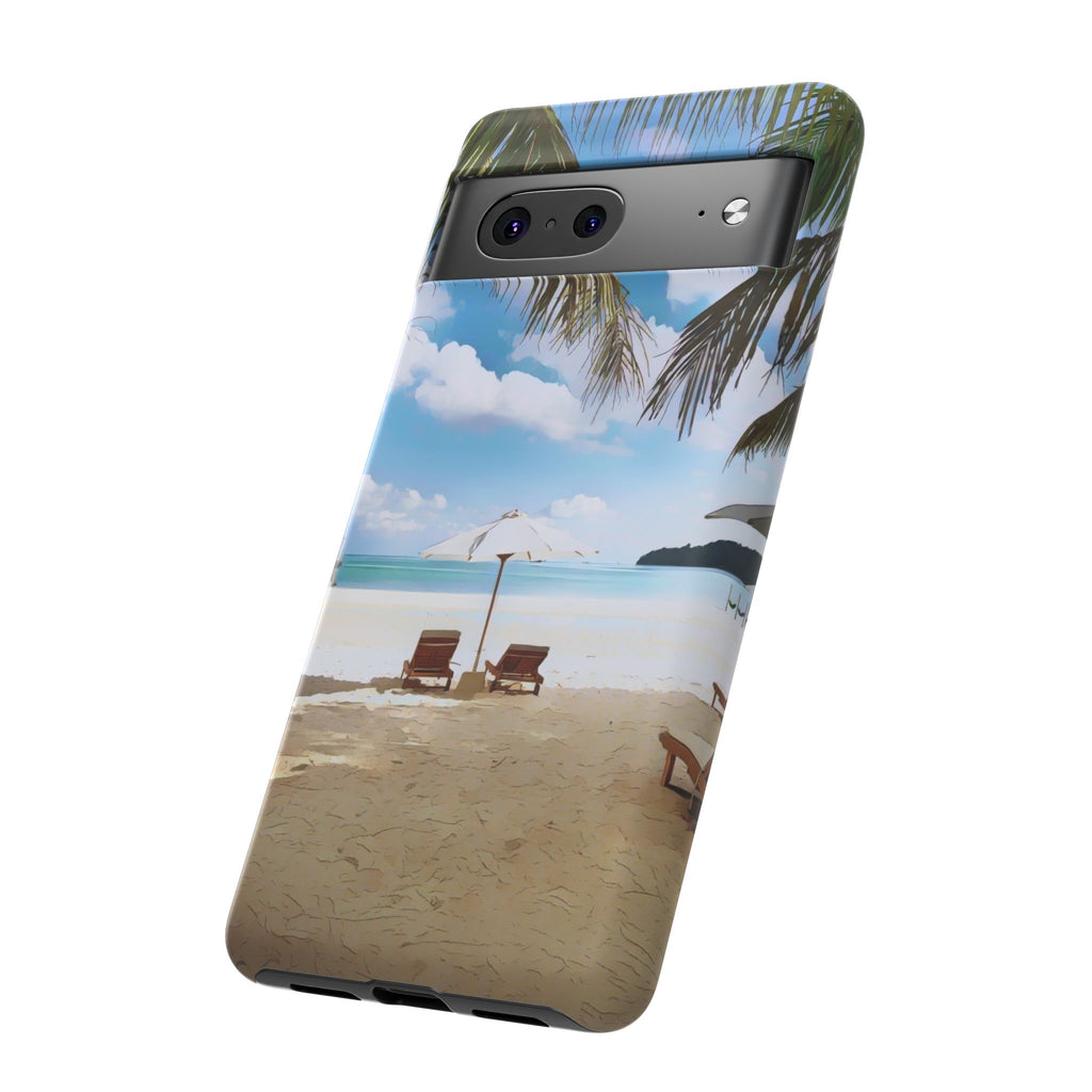Beach Paradise Tropical Palm Beach Scene Tough Phone Case