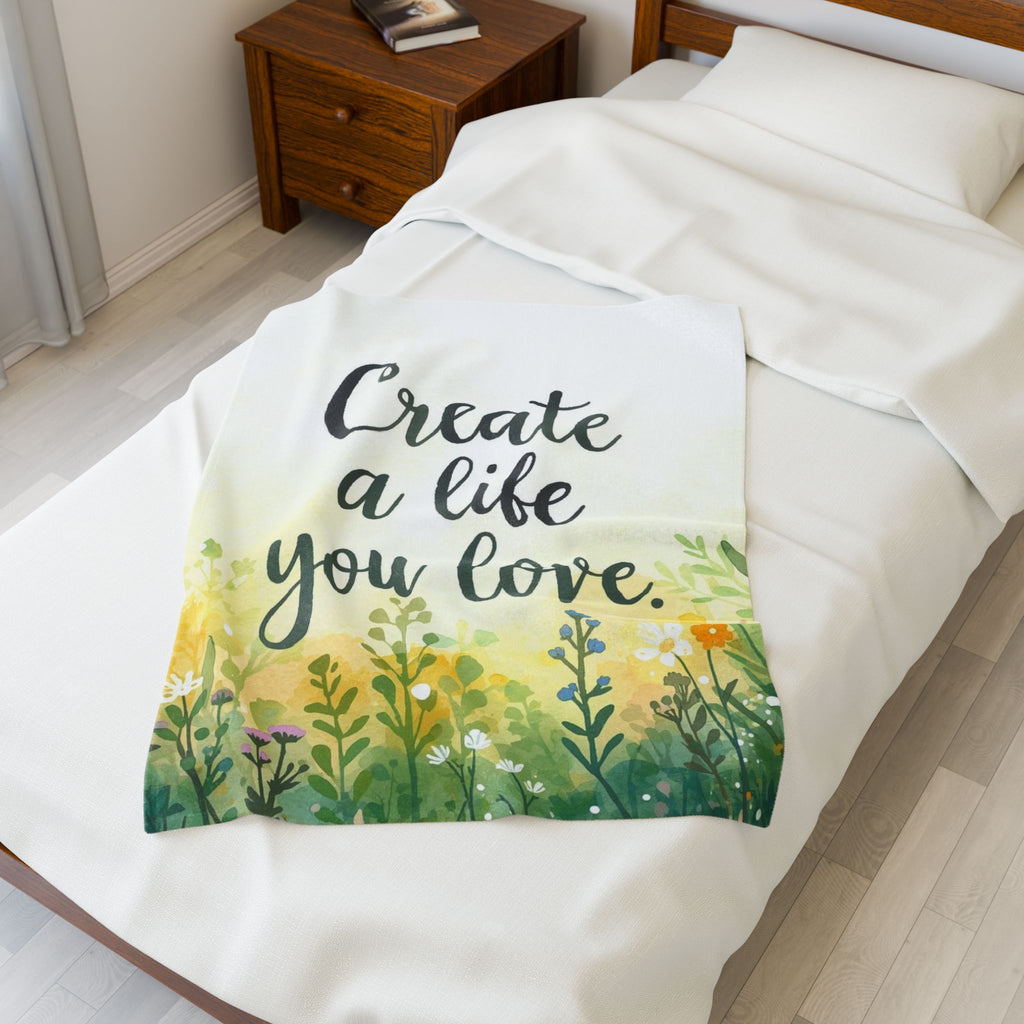 Create a Life You Love Velveteen Plush Blanket