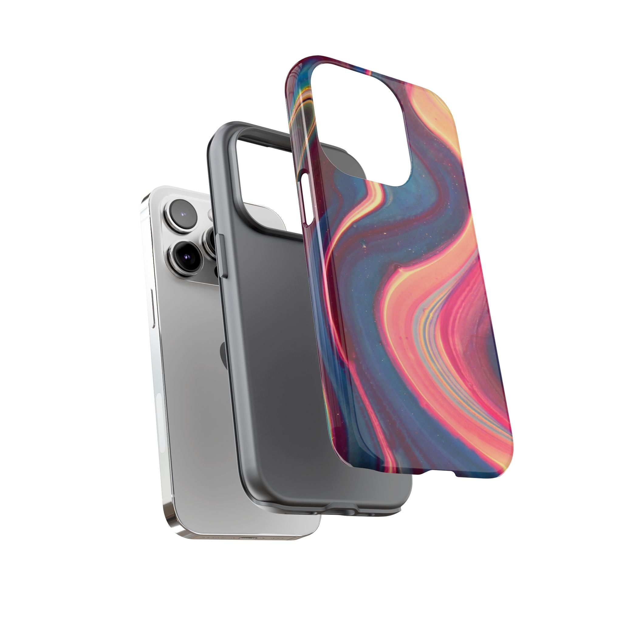 Colorful Wavy Marble Swirl Protective Phone Case