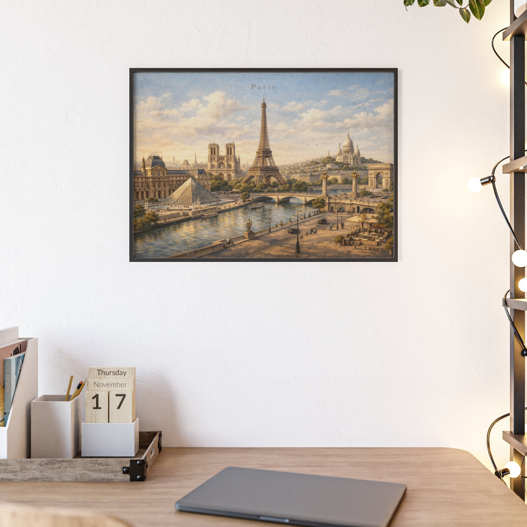 Paris Eiffel Tower Wood Framed Poster