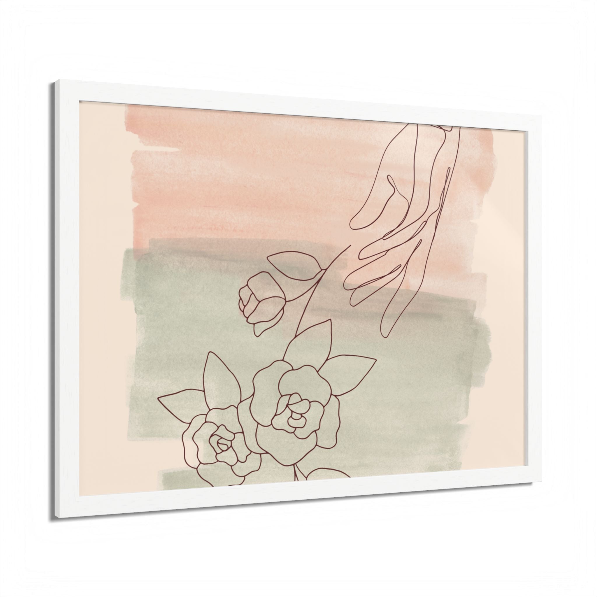 Hand Reaching for Flowers Framed Poster