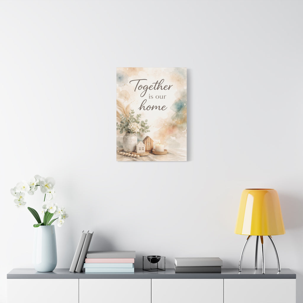Together Is Our Home Floral Inspirational Decor Canvas Wall Art