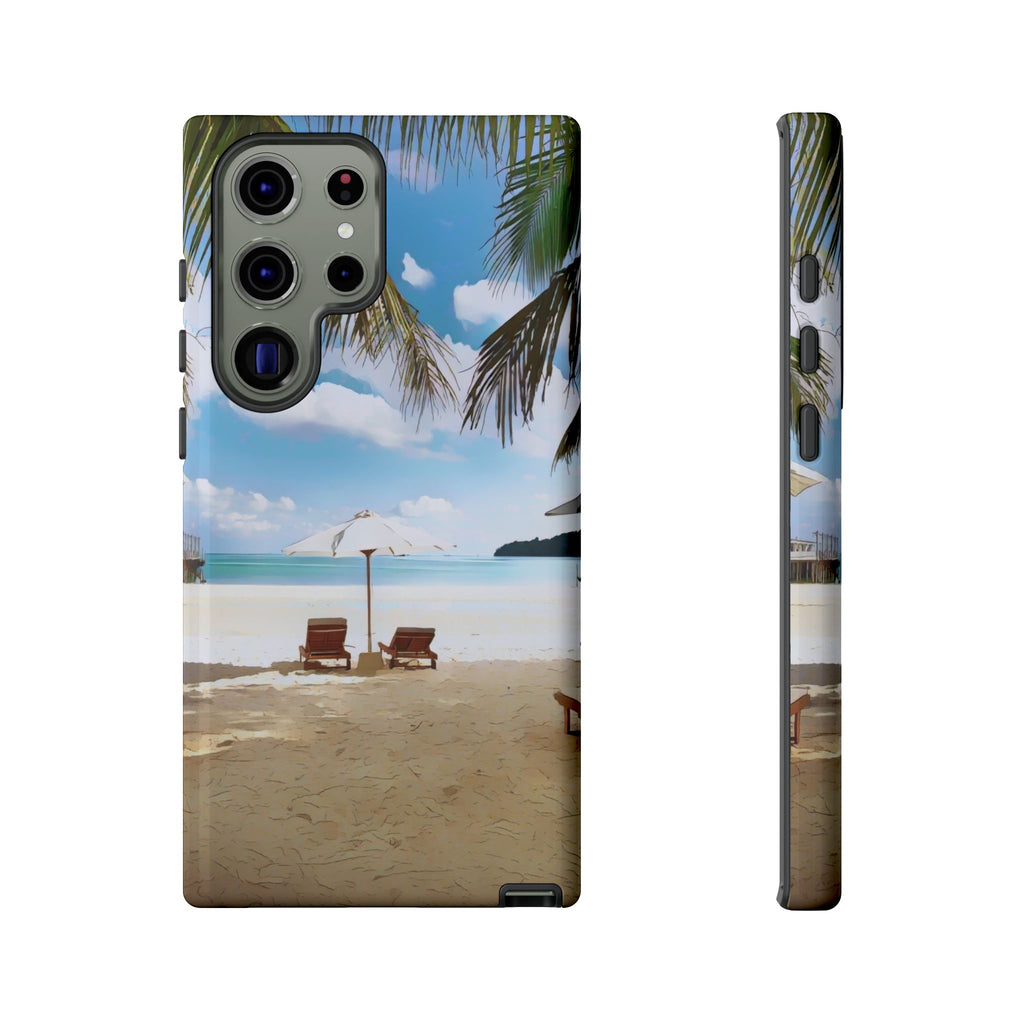 Beach Paradise Tropical Palm Beach Scene Tough Phone Case