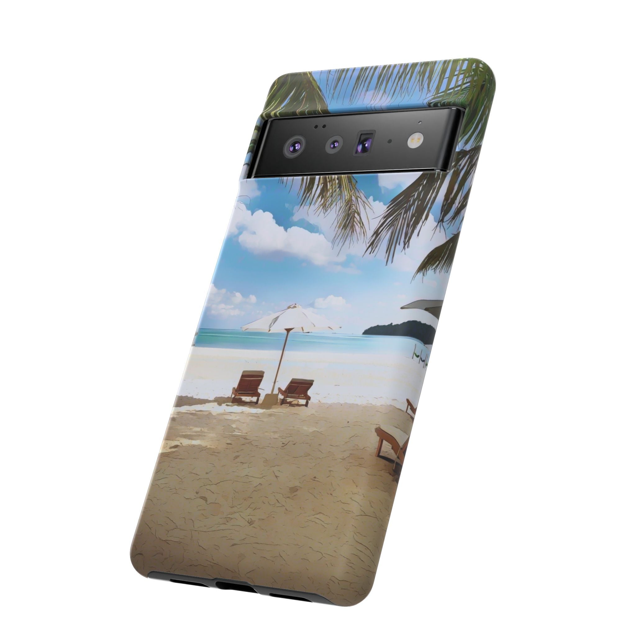 Beach Paradise Tropical Palm Beach Scene Tough Phone Case