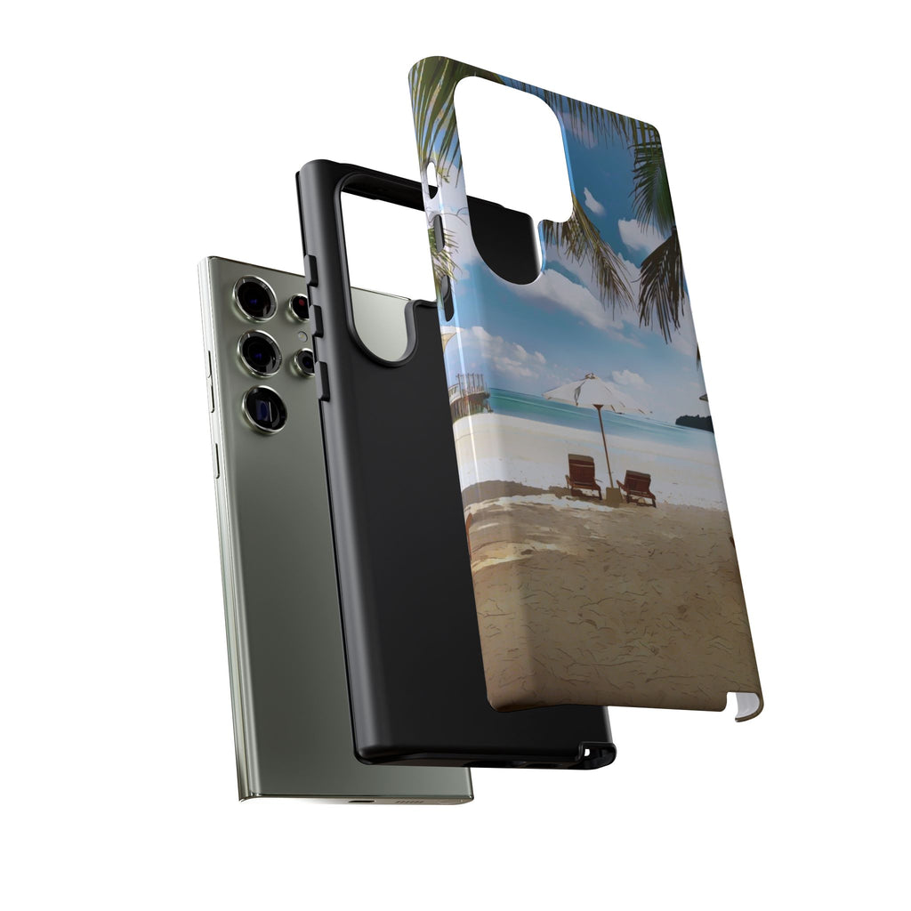 Beach Paradise Tropical Palm Beach Scene Tough Phone Case