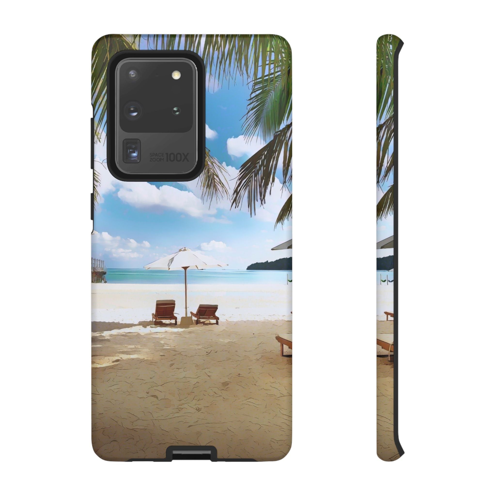 Beach Paradise Tropical Palm Beach Scene Tough Phone Case