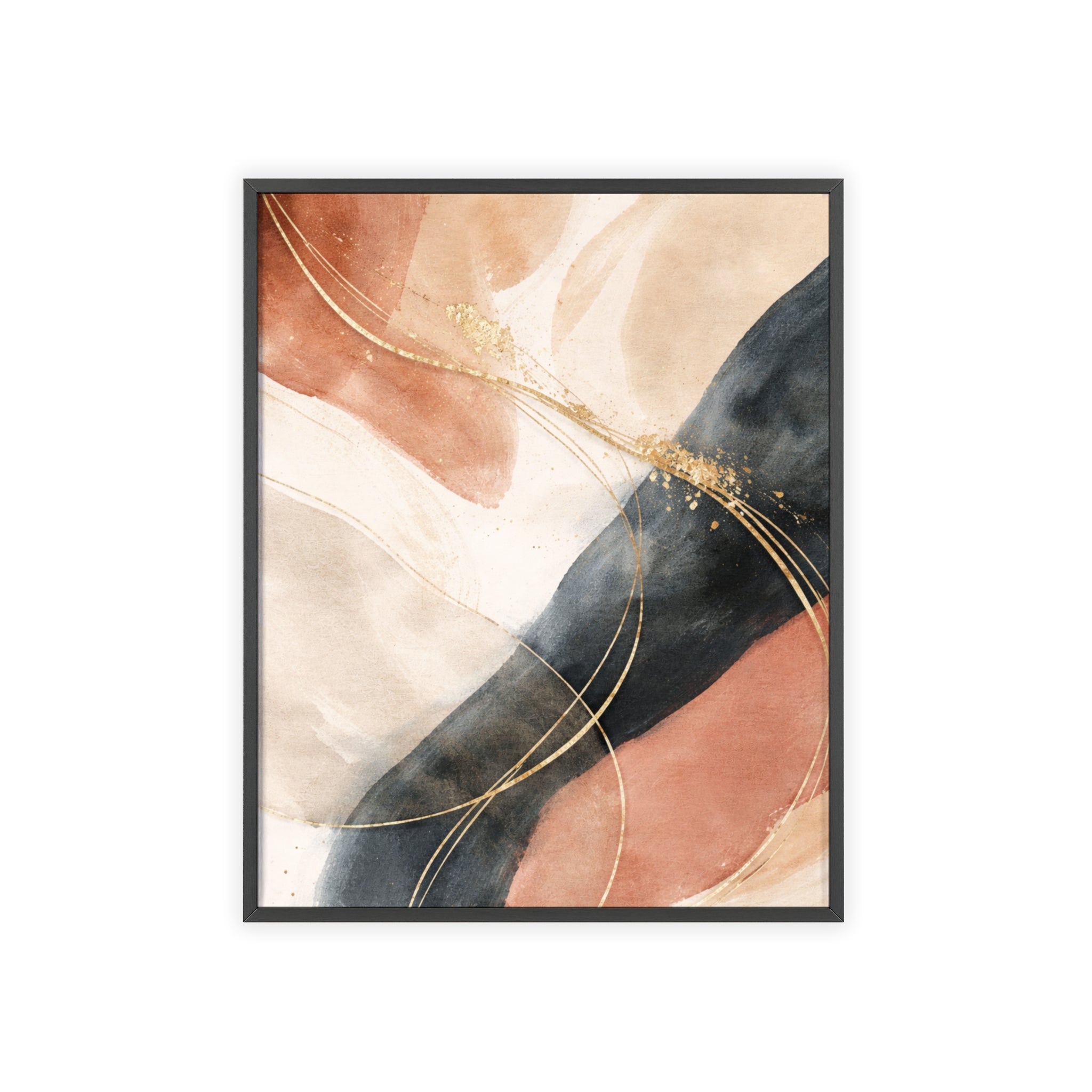 Abstract Gold Arc Framed Poster Modern Watercolor Wall Art