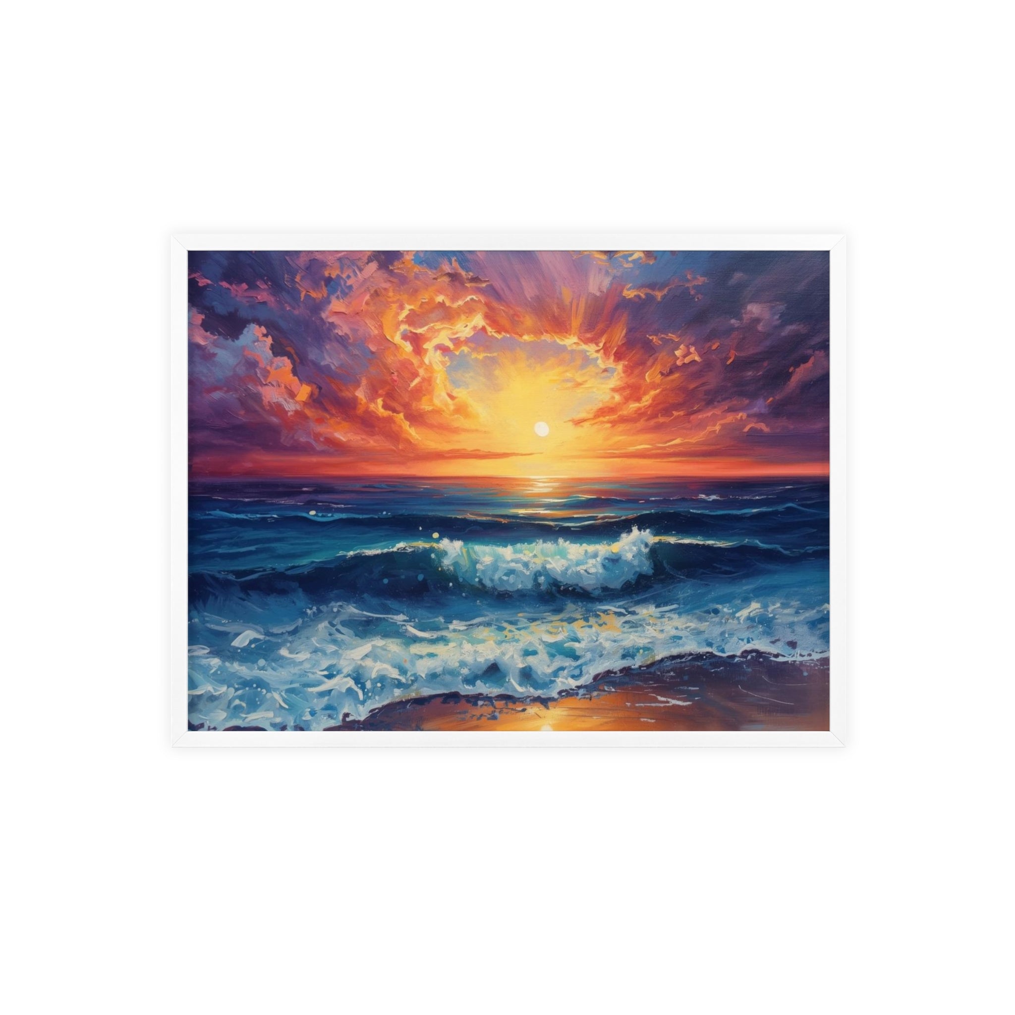 Sunset Ocean Vibrant Seascape Framed Poster