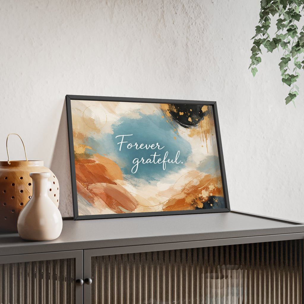 Forever Grateful Framed Poster Abstract Watercolor Wall Art