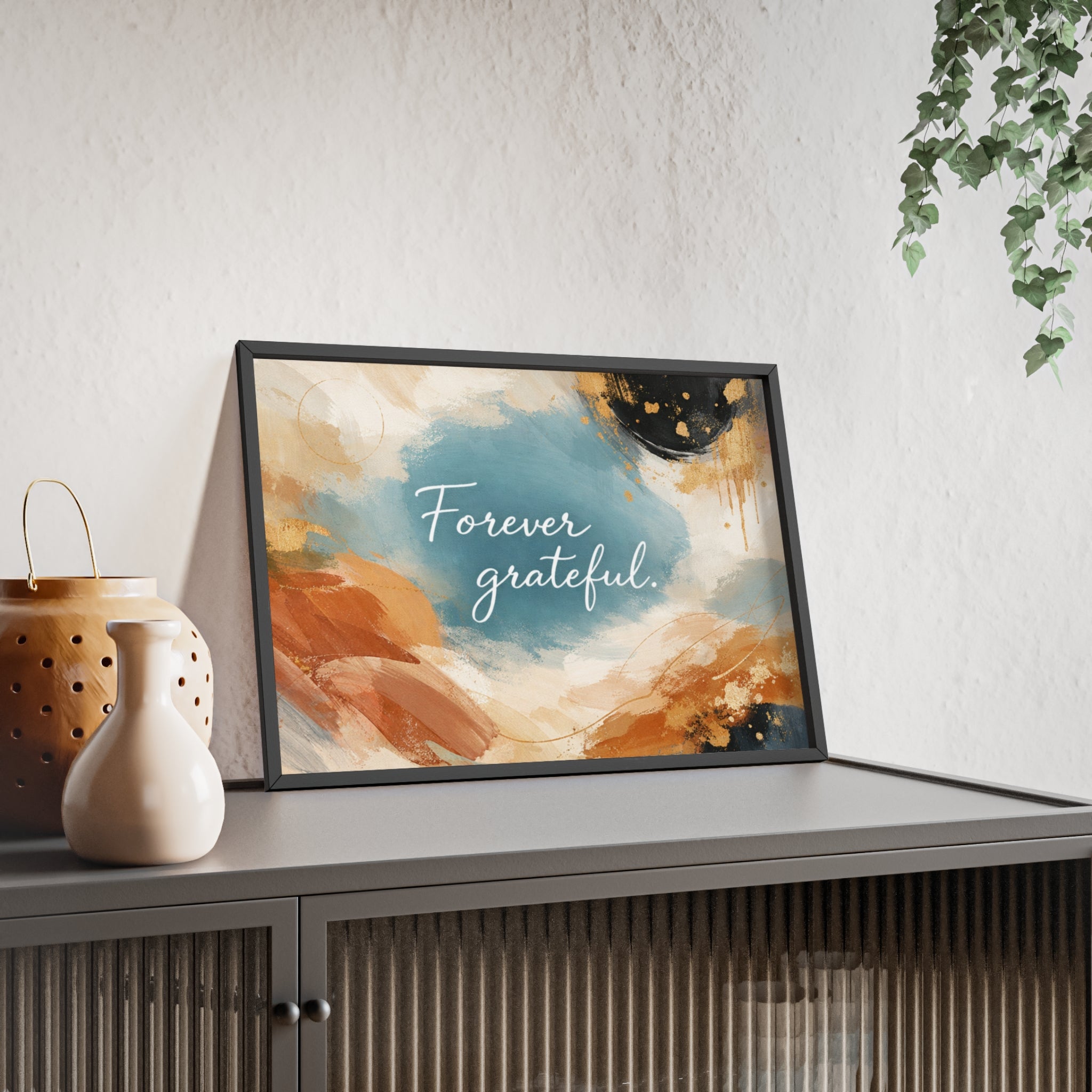 Forever Grateful Framed Poster Abstract Watercolor Wall Art