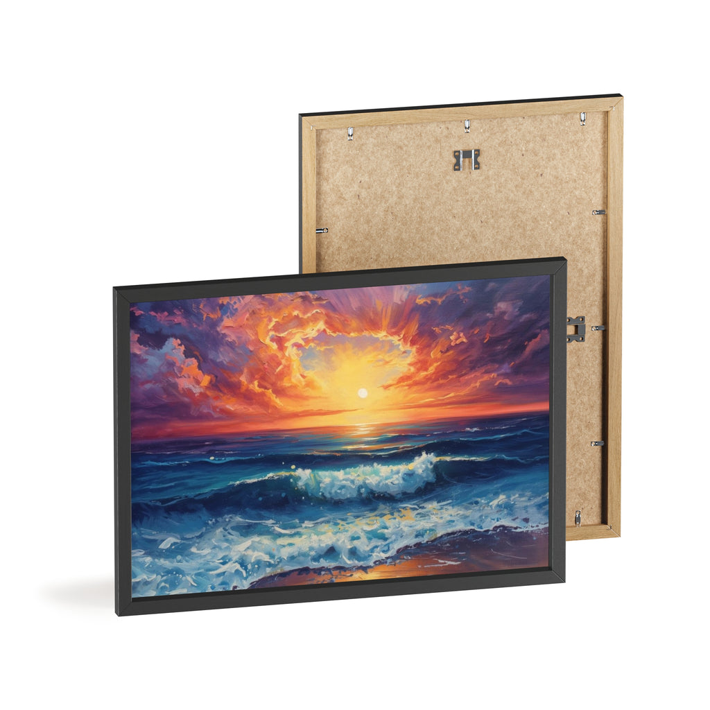 Sunset Ocean Vibrant Seascape Framed Poster