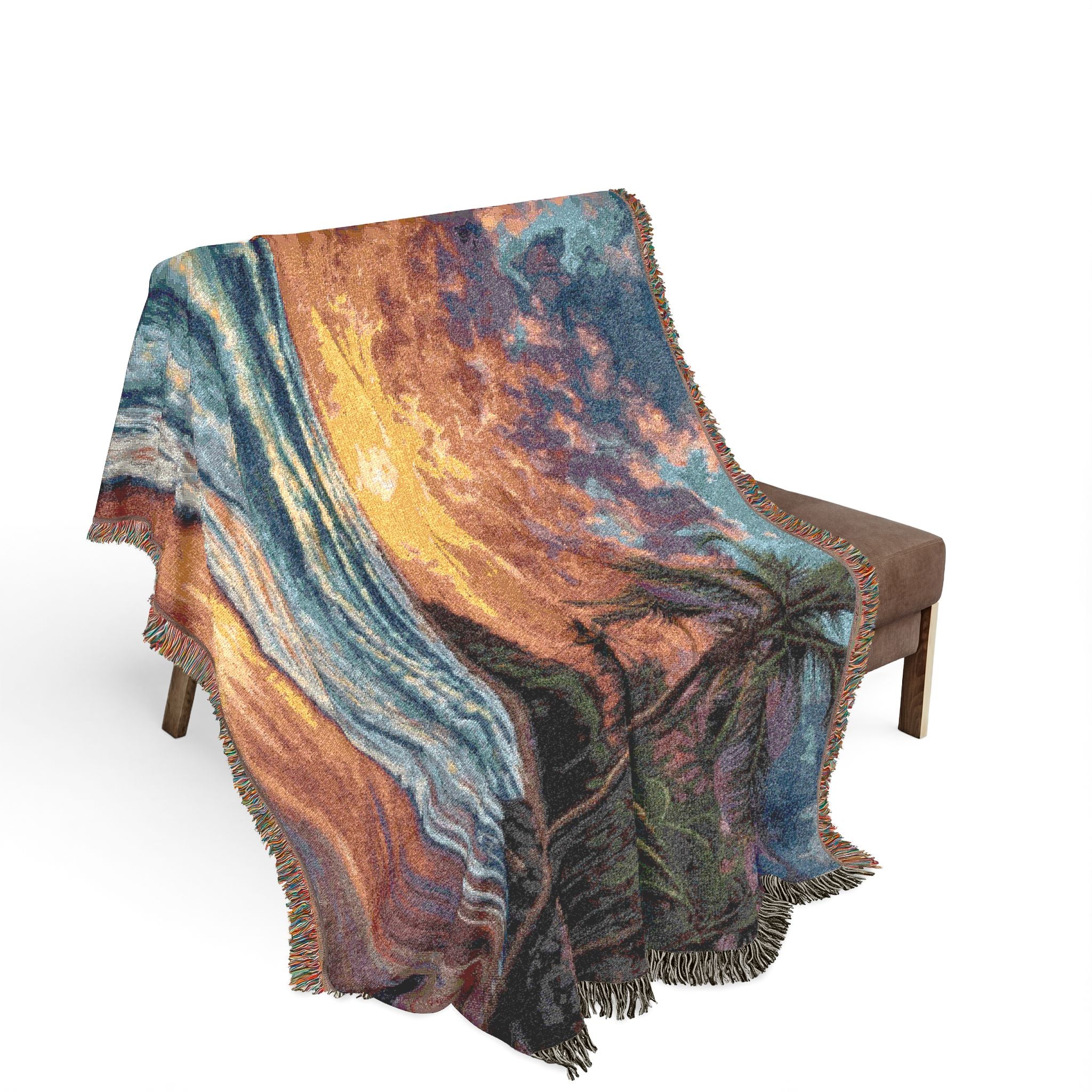 Beach Sunset Woven Blanket