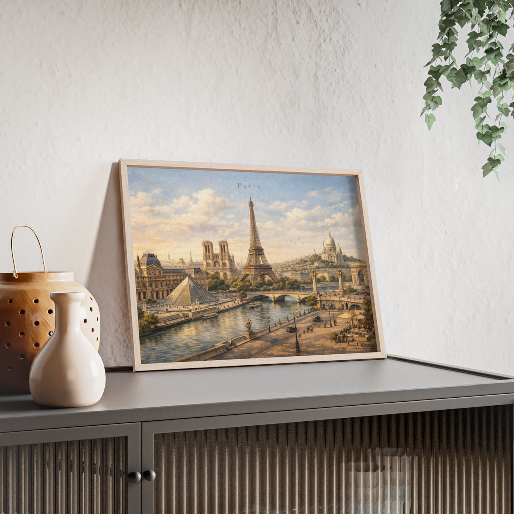Paris Eiffel Tower Wood Framed Poster