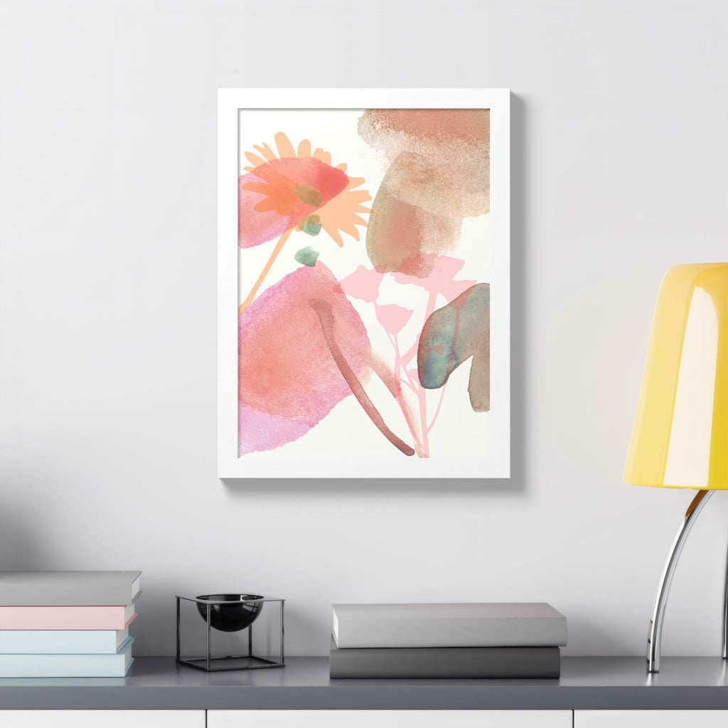 Multi-Color Abstract & Floral Design Framed Poster