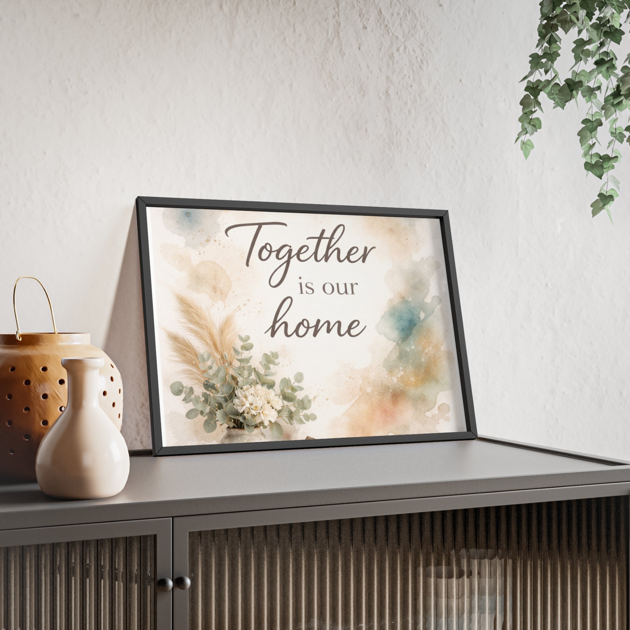 Together Is Our Home Framed Poster Cozy Watercolor Floral Wall Art