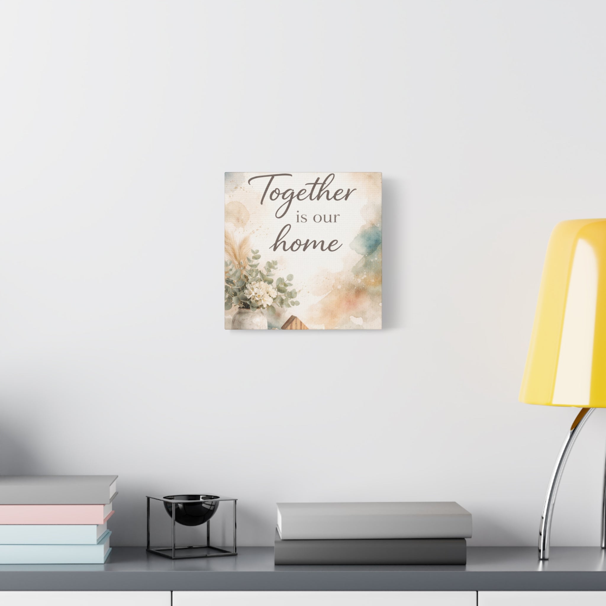 Together Is Our Home Floral Inspirational Decor Canvas Wall Art
