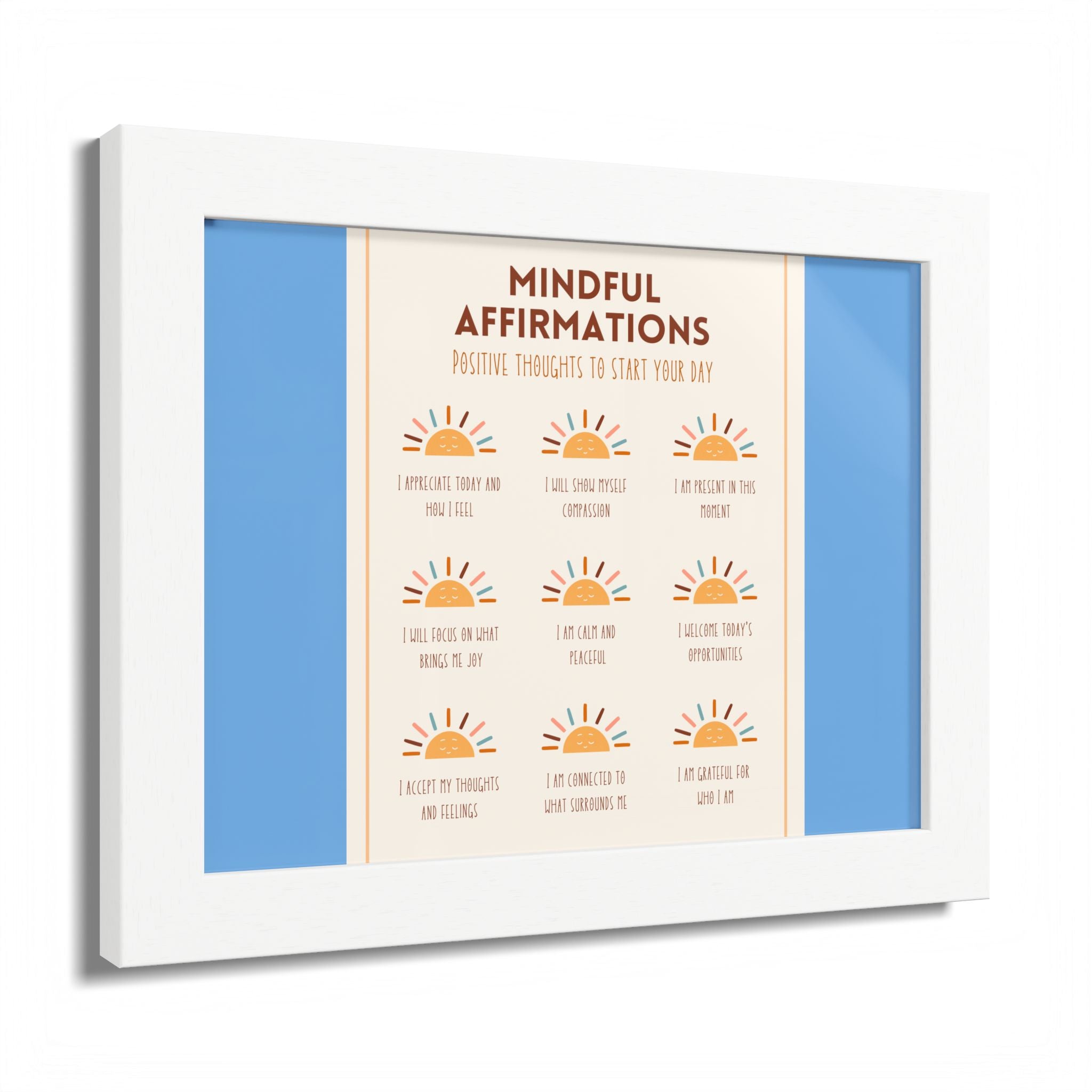 Mindful Affirmations: Positive Thoughts to Start Your Day Framed Poster