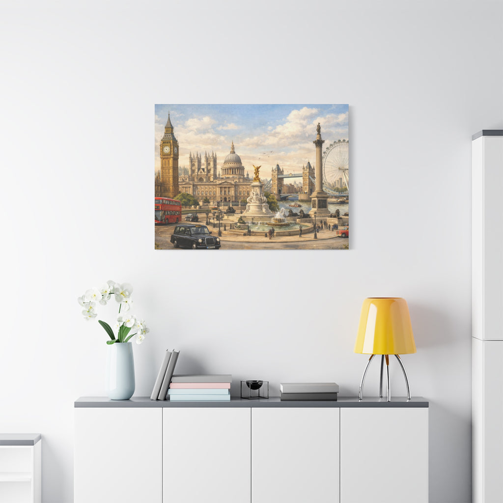 London Cityscape Matte Canvas Print Wall Art