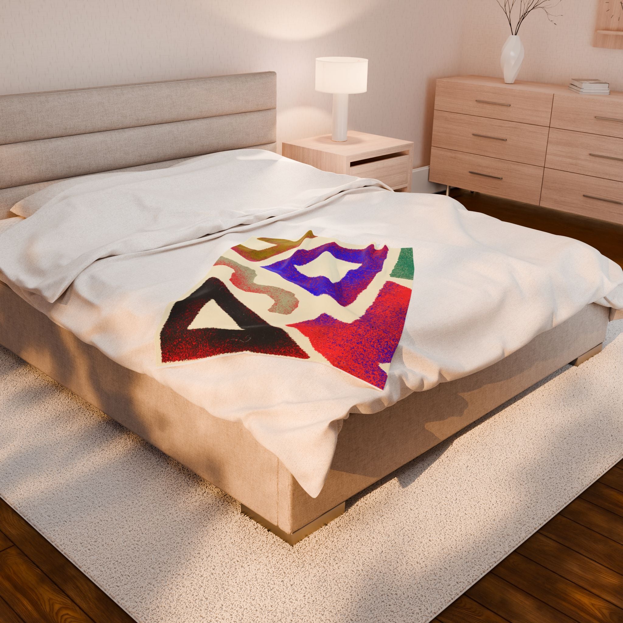 Abstract Geometric Colorful Tribal Triangle Velveteen Plush Blanket