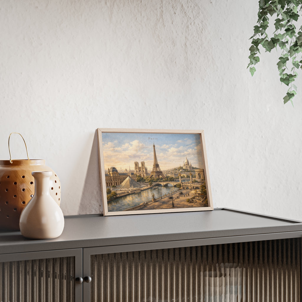 Paris Eiffel Tower Wood Framed Poster