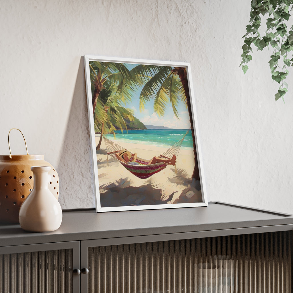 Tropical Beach Hammock Framed Poster
