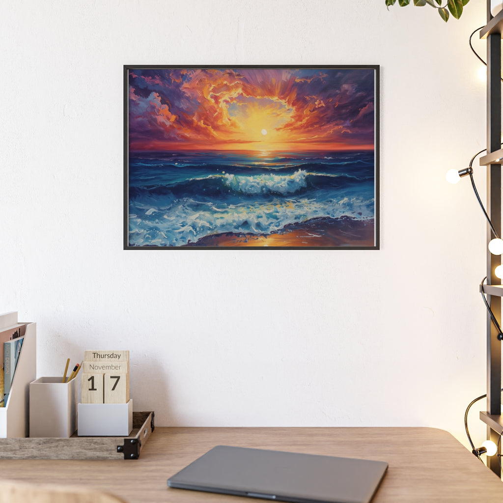 Sunset Ocean Vibrant Seascape Framed Poster