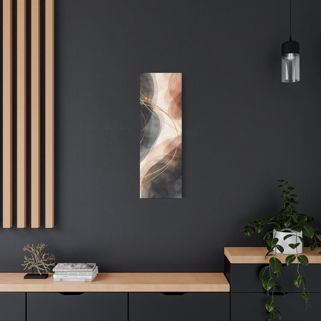 Abstract Earth Tones Matte Canvas Wall Art Modern Gold Line Accent