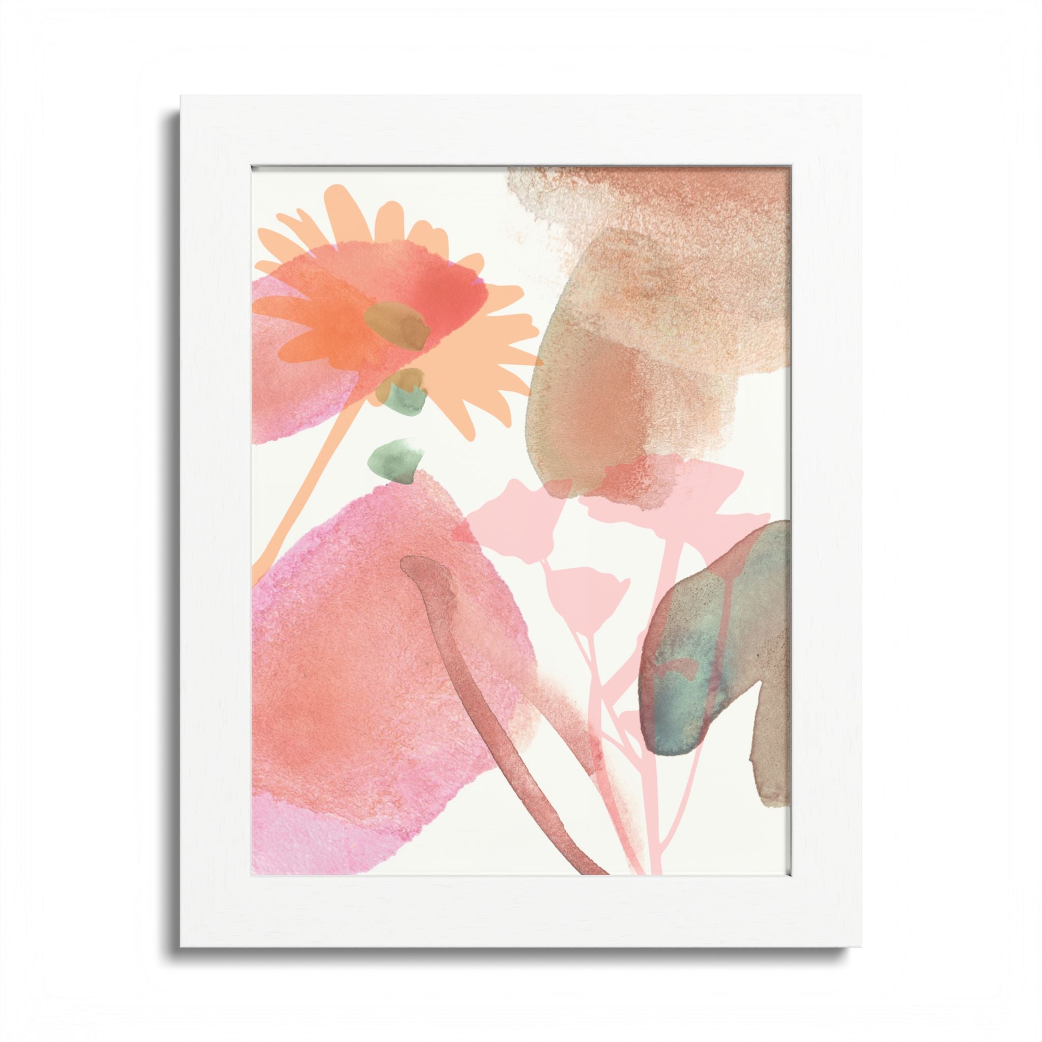 Multi-Color Abstract & Floral Design Framed Poster