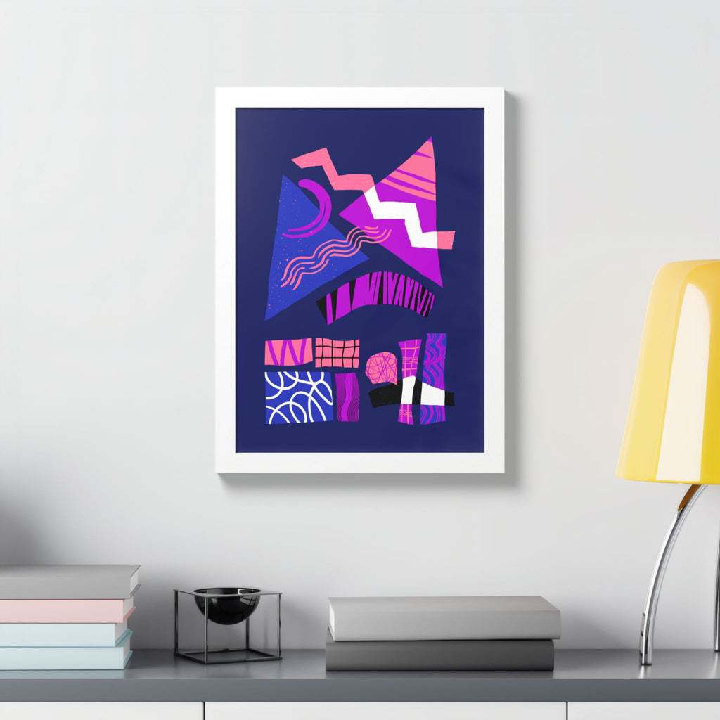 Abstract Geometric Framed Poster — Pink & Purple Modern Wall Art