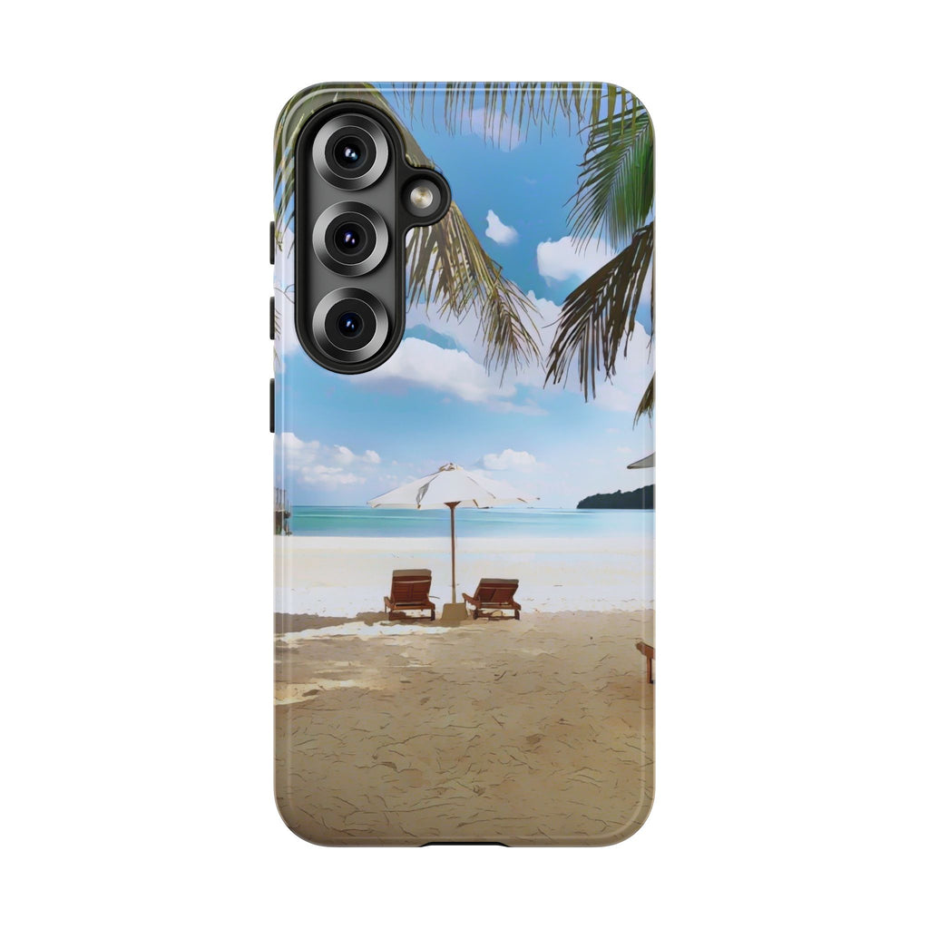 Beach Paradise Tropical Palm Beach Scene Tough Phone Case