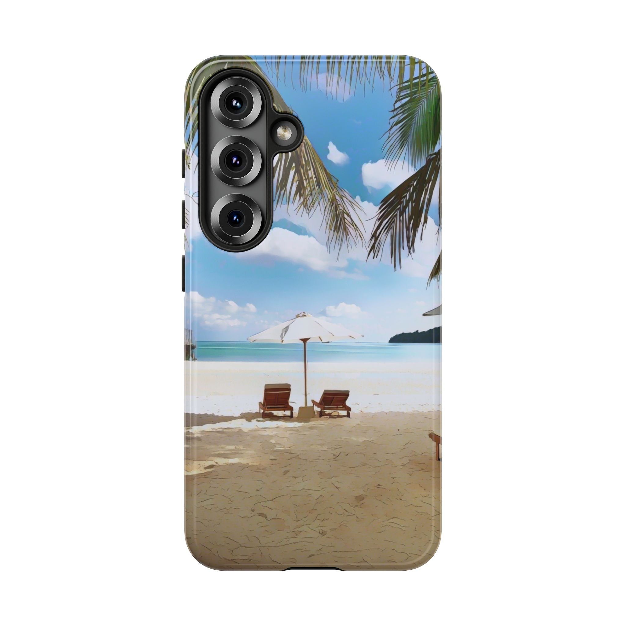 Beach Paradise Tropical Palm Beach Scene Tough Phone Case