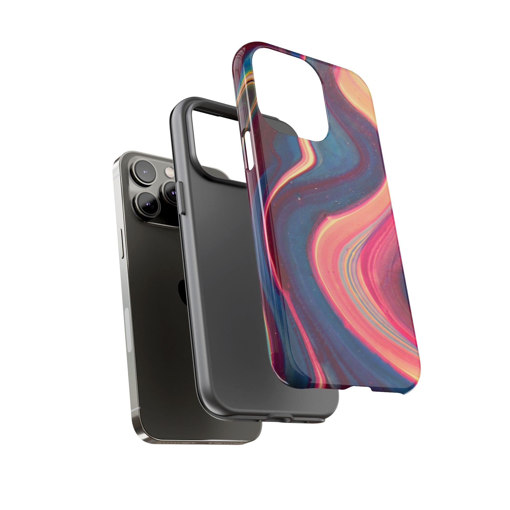 Colorful Wavy Marble Swirl Protective Phone Case