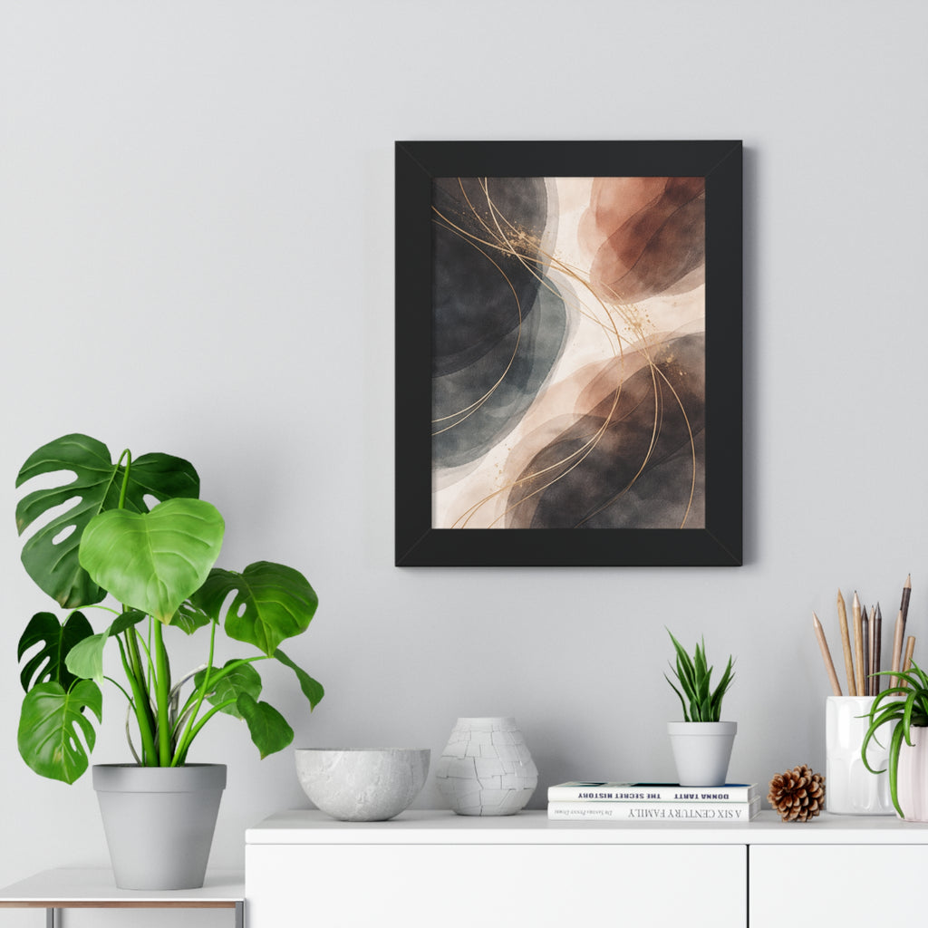 Abstract Earth Tones Framed Poster Modern Organic Wall Art Print