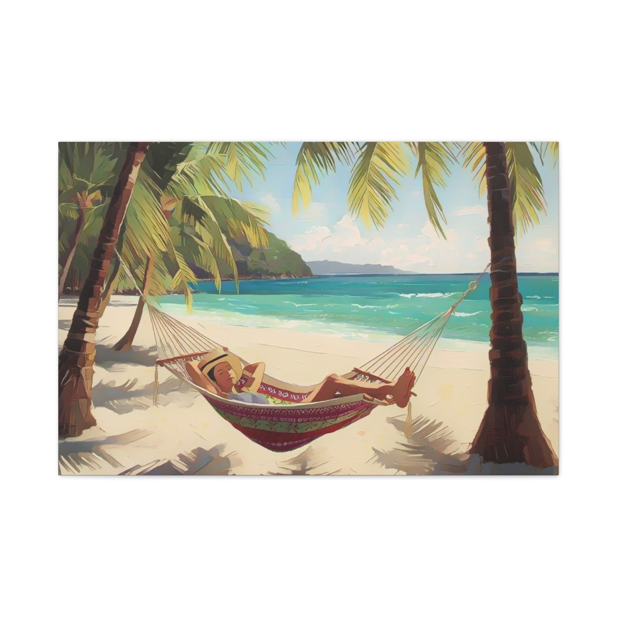 Tropical Beach Hammock Canvas Wall Art