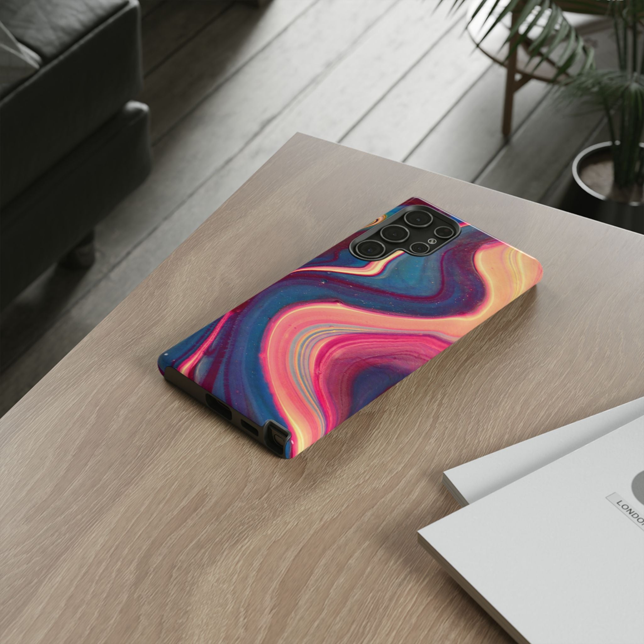 Colorful Wavy Marble Swirl Protective Phone Case