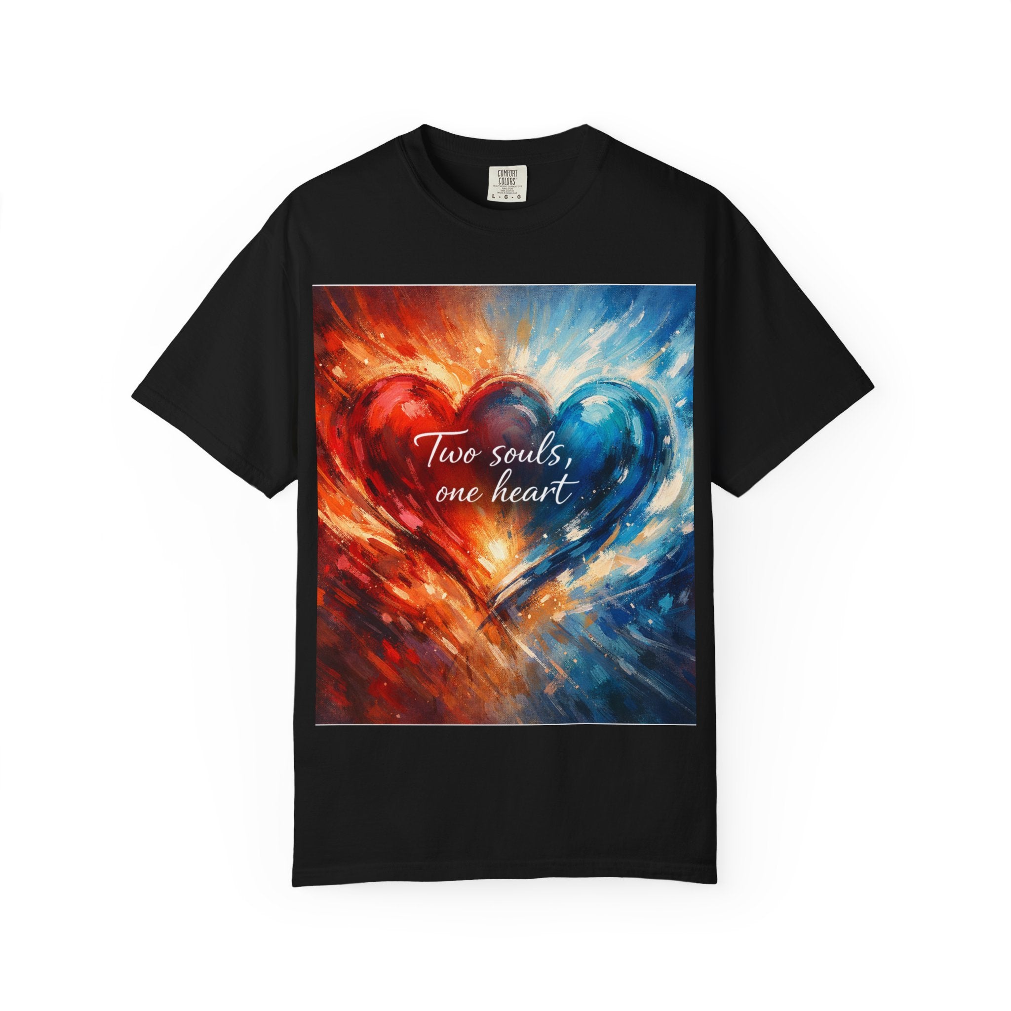 Two Souls One Heart Fiery and Ocean Heart Art T-Shirt