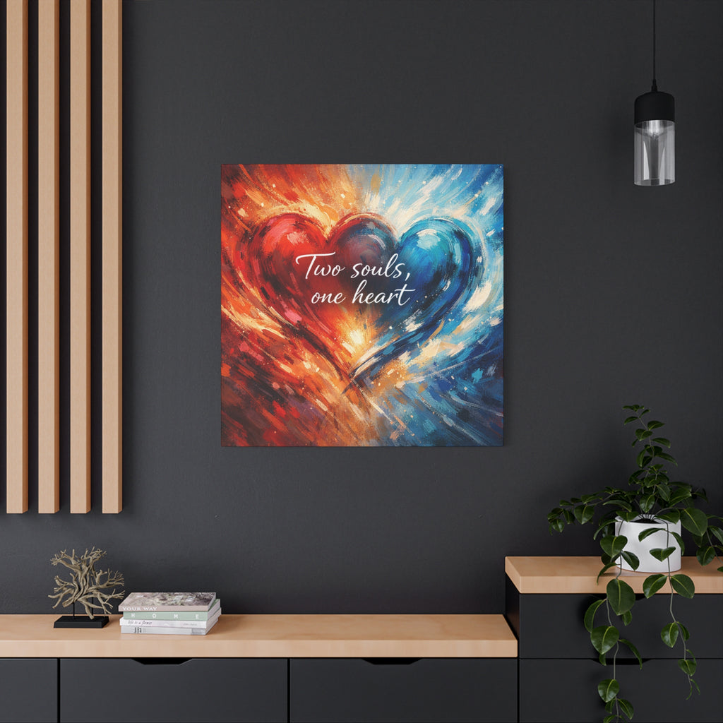 Two Souls One Heart Intertwined Heart Matte Canvas