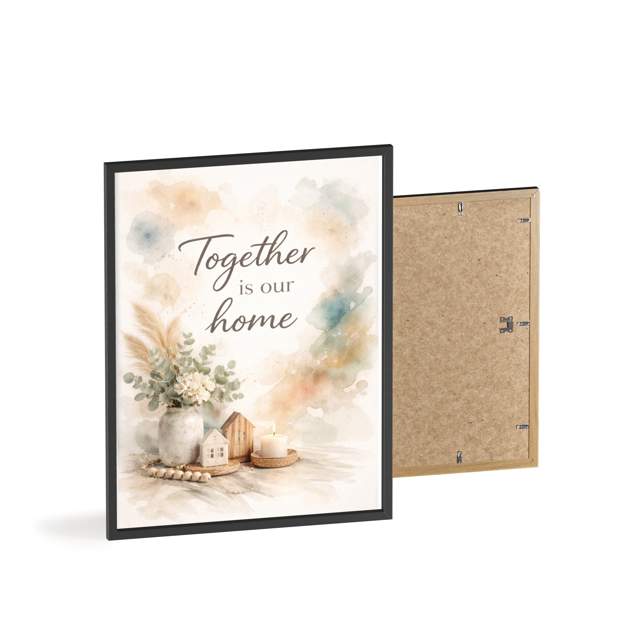 Together Is Our Home Framed Poster Cozy Watercolor Floral Wall Art