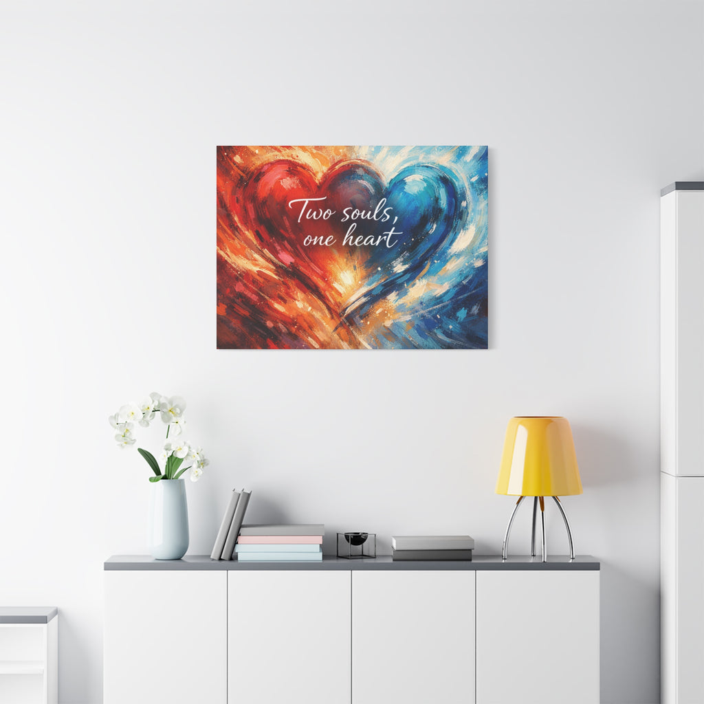 Two Souls One Heart Intertwined Heart Matte Canvas