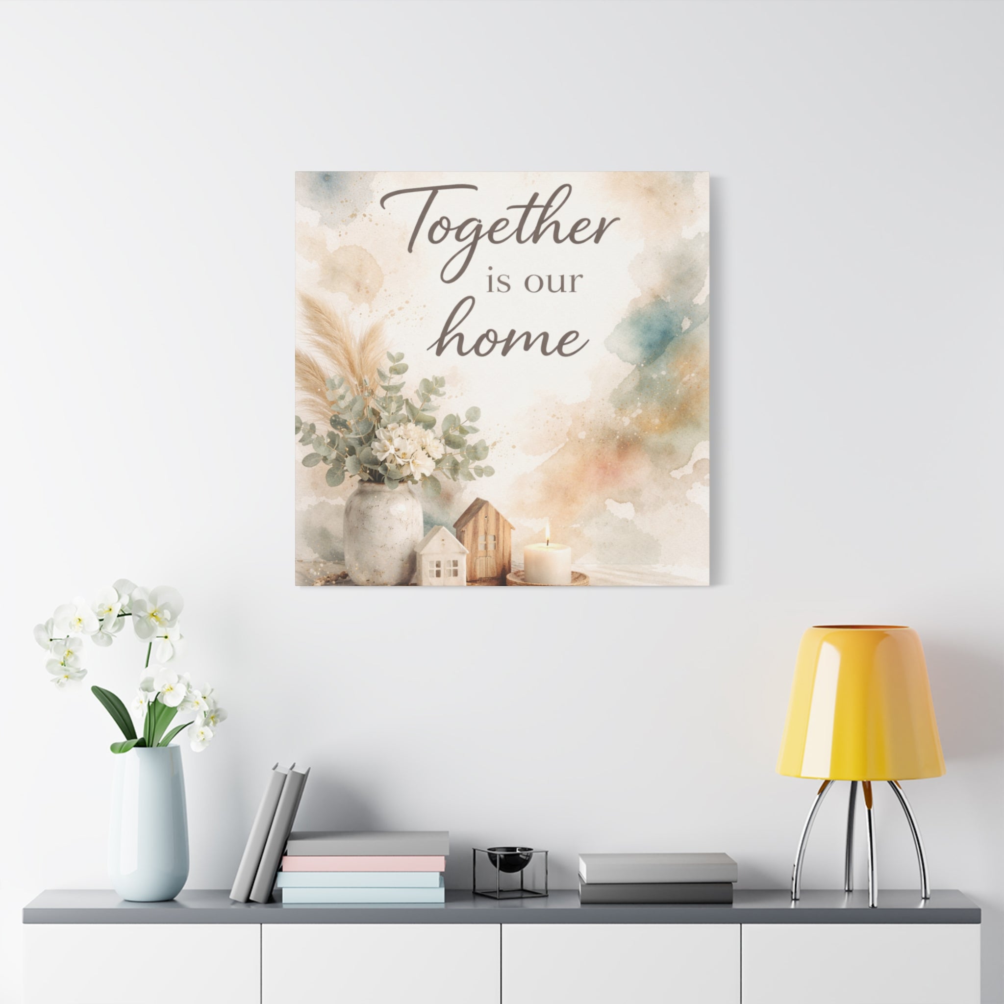 Together Is Our Home Floral Inspirational Decor Canvas Wall Art