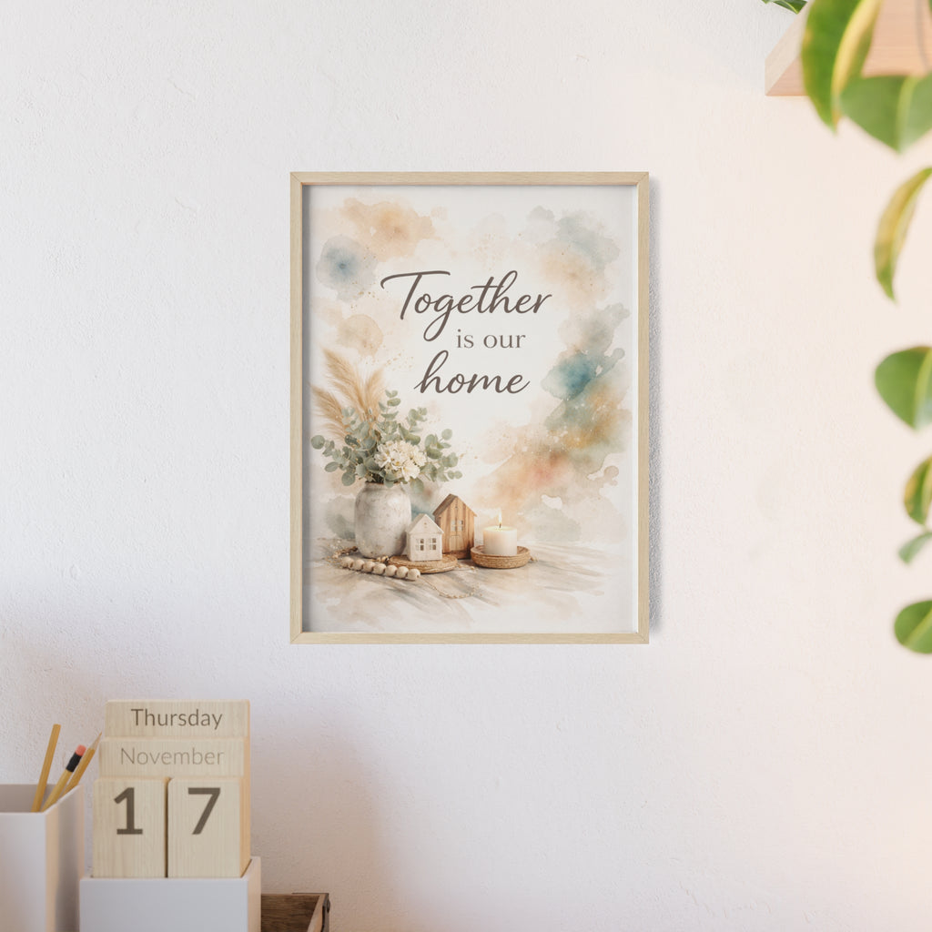Together Is Our Home Framed Poster Cozy Watercolor Floral Wall Art