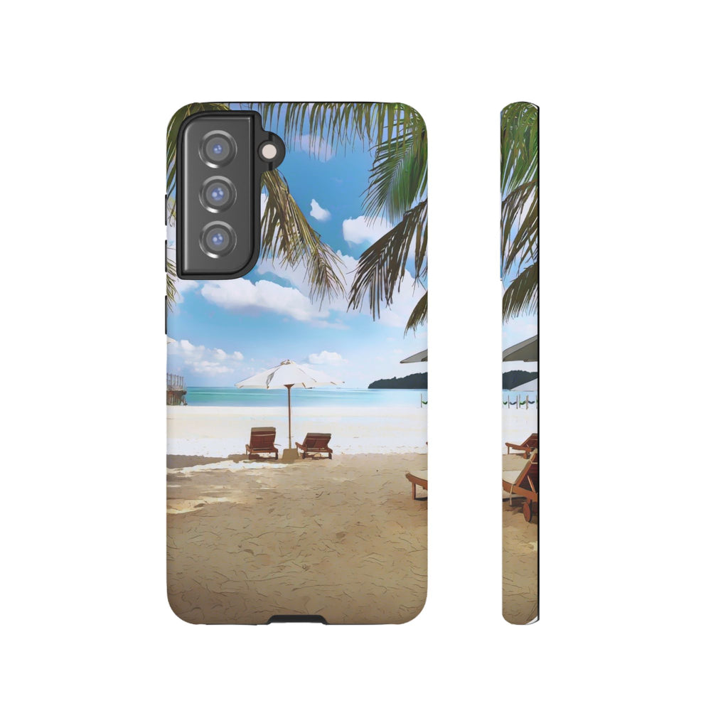 Beach Paradise Tropical Palm Beach Scene Tough Phone Case