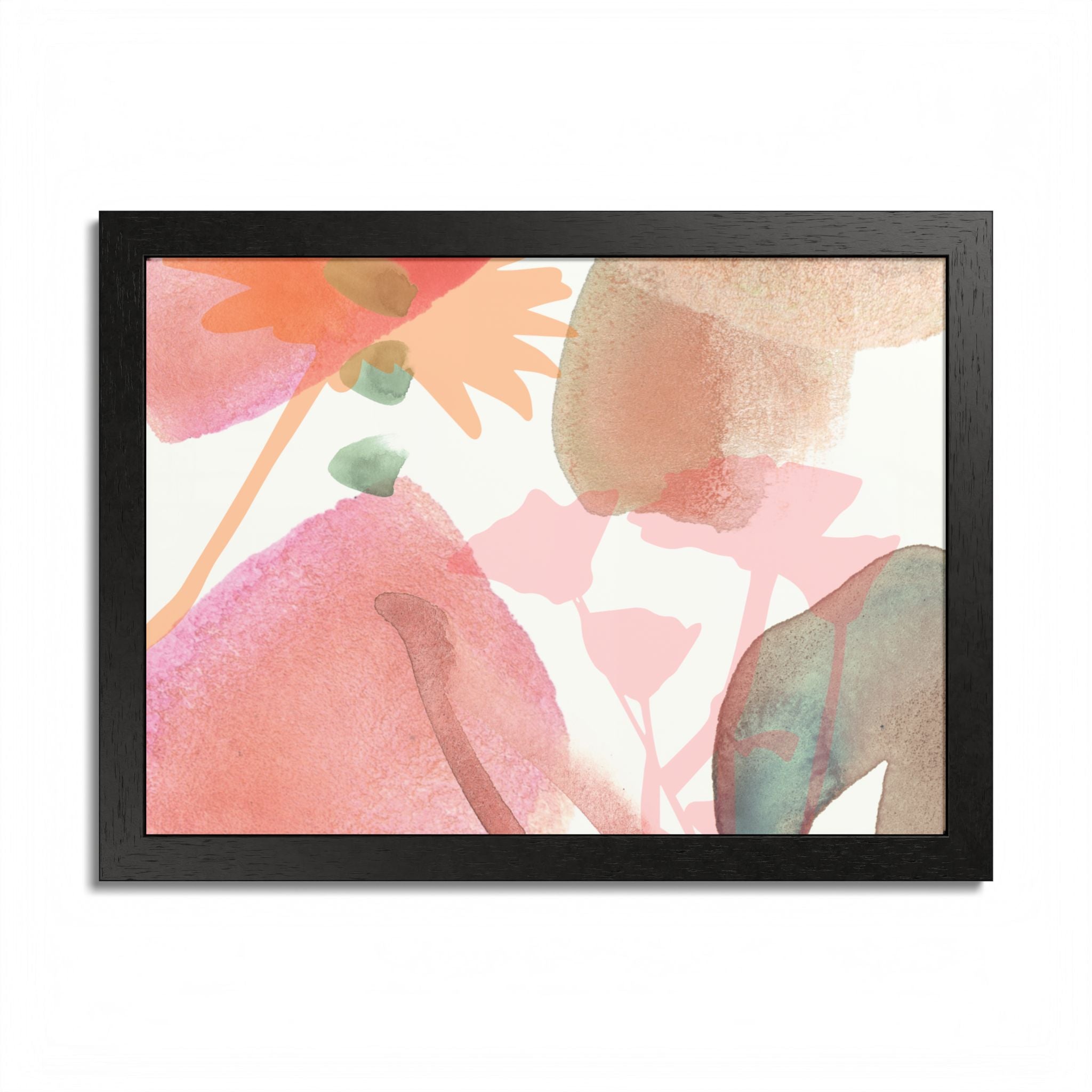Multi-Color Abstract & Floral Design Framed Poster