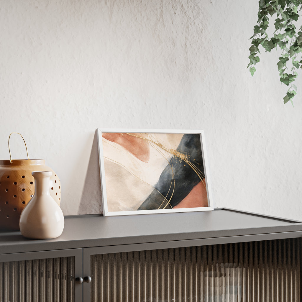 Abstract Gold Arc Framed Poster Modern Watercolor Wall Art