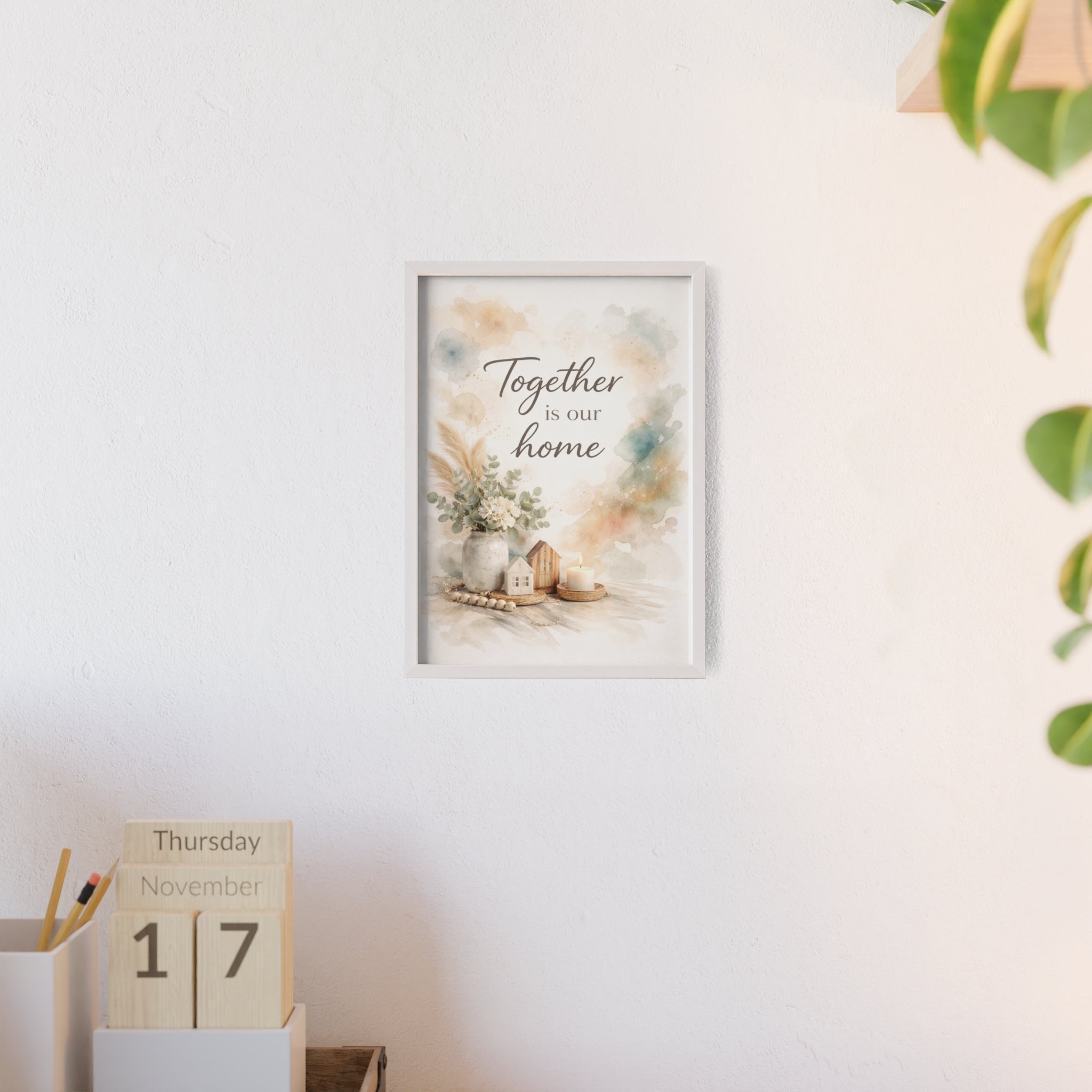 Together Is Our Home Framed Poster Cozy Watercolor Floral Wall Art