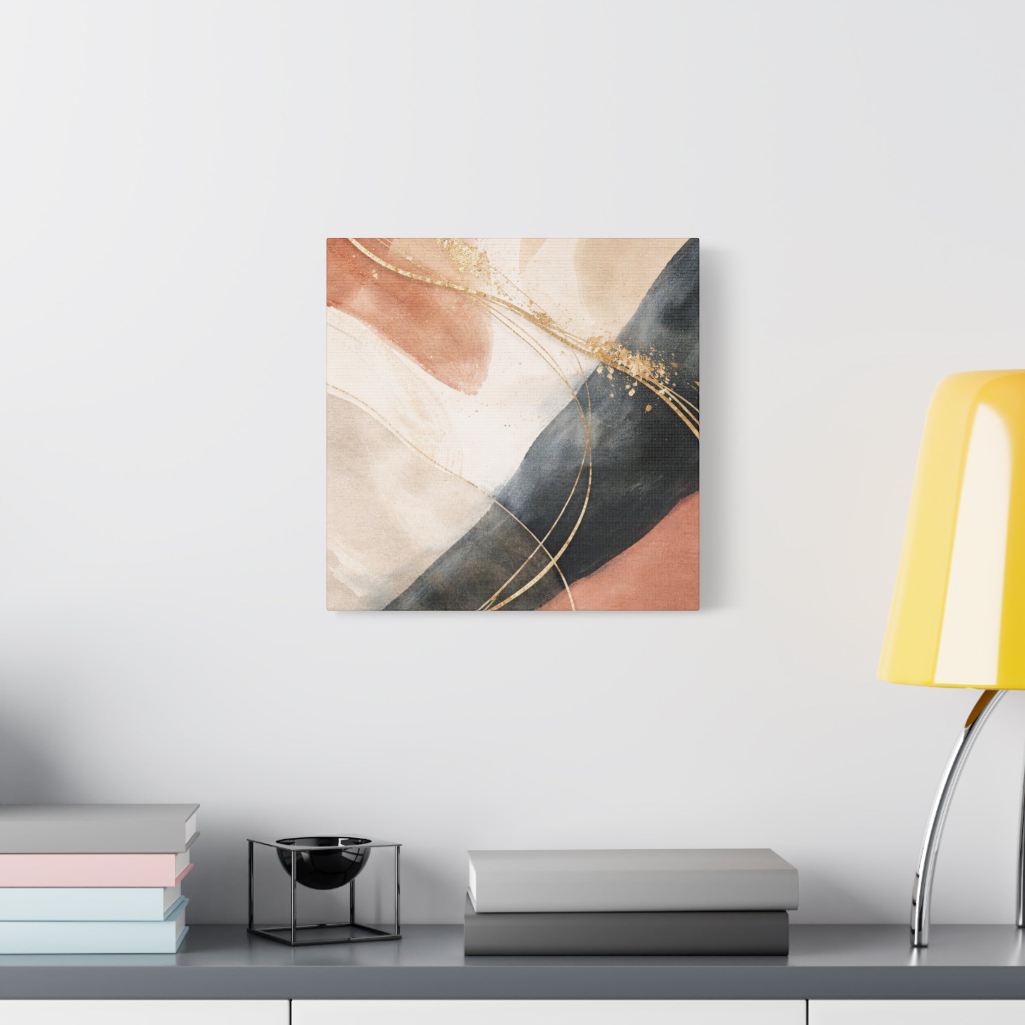 Abstract Blush & Gold Matte Canvas Print