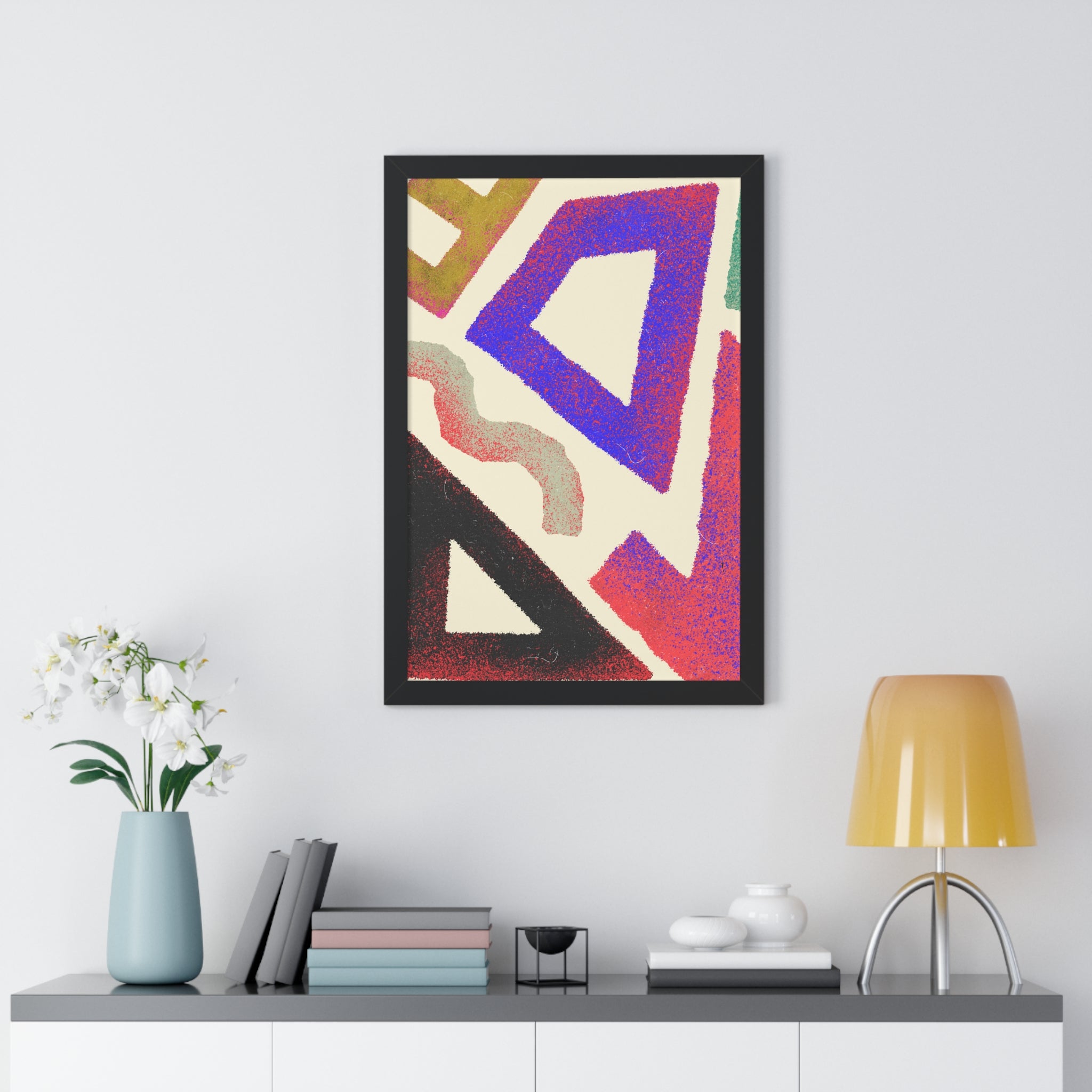 Abstract Colorful Geometric Framed Poster