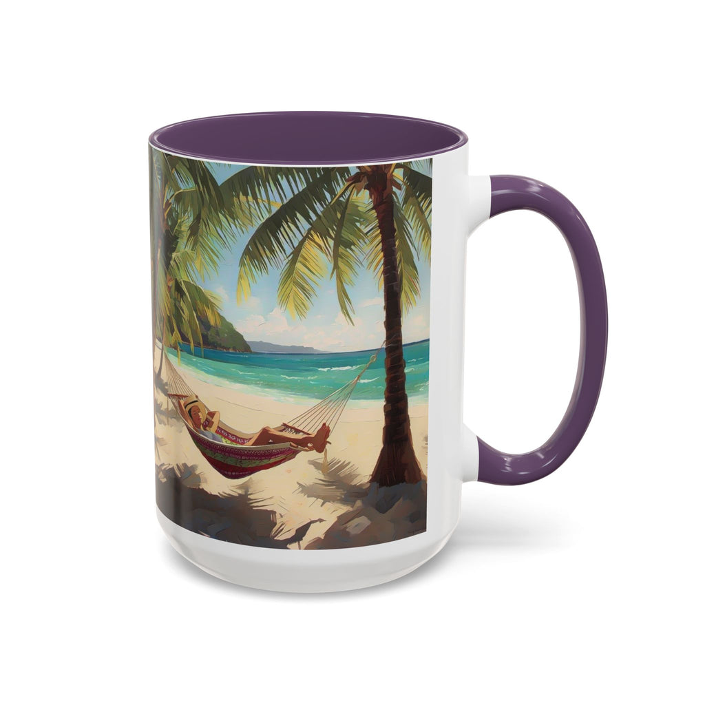 Tropical Beach Palm Trees & Hammock Coffee Mug