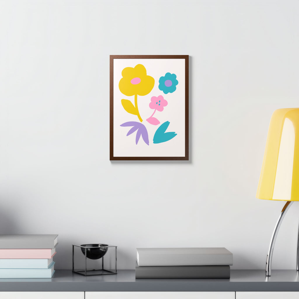 Multi-Color Floral Framed Poster