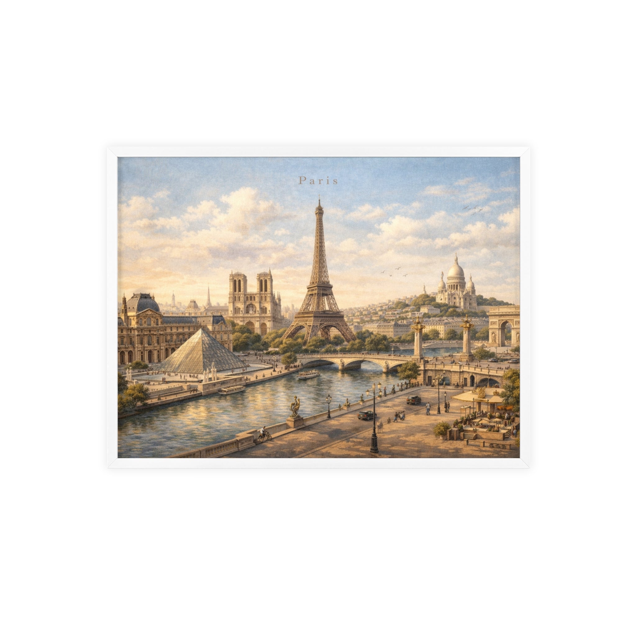 Paris Eiffel Tower Wood Framed Poster